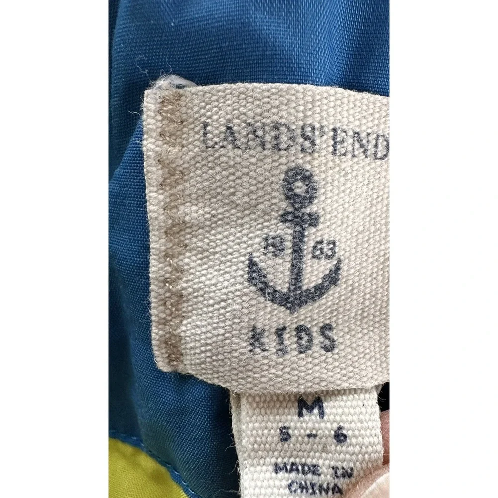 Lands' End Kids Rain Jacket Medium 5-6 Insulated Waterproof Hooded Colorful